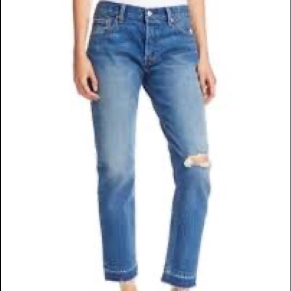 Levi's Blue 501 Frayed Hem Jeans